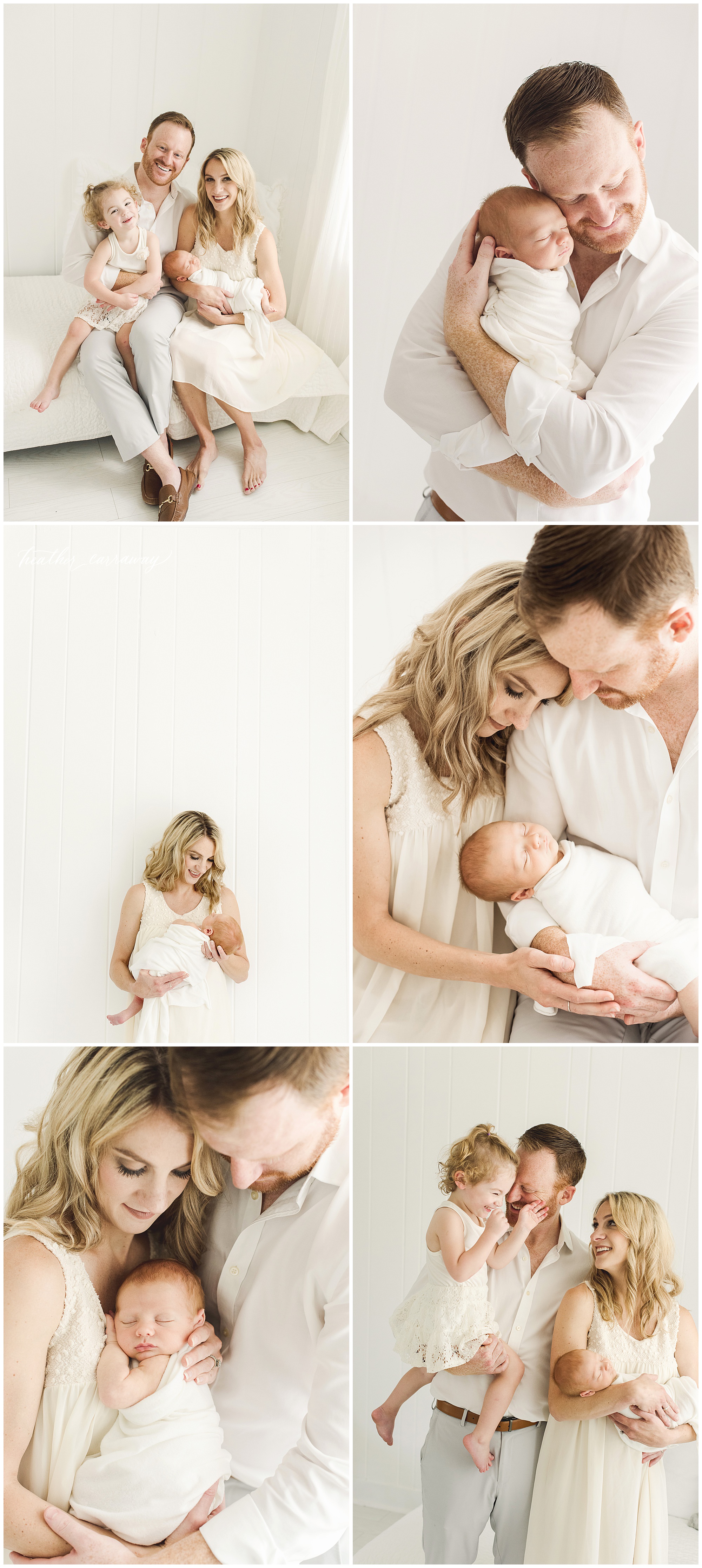 neutral tones newborn and family, white studio newborn